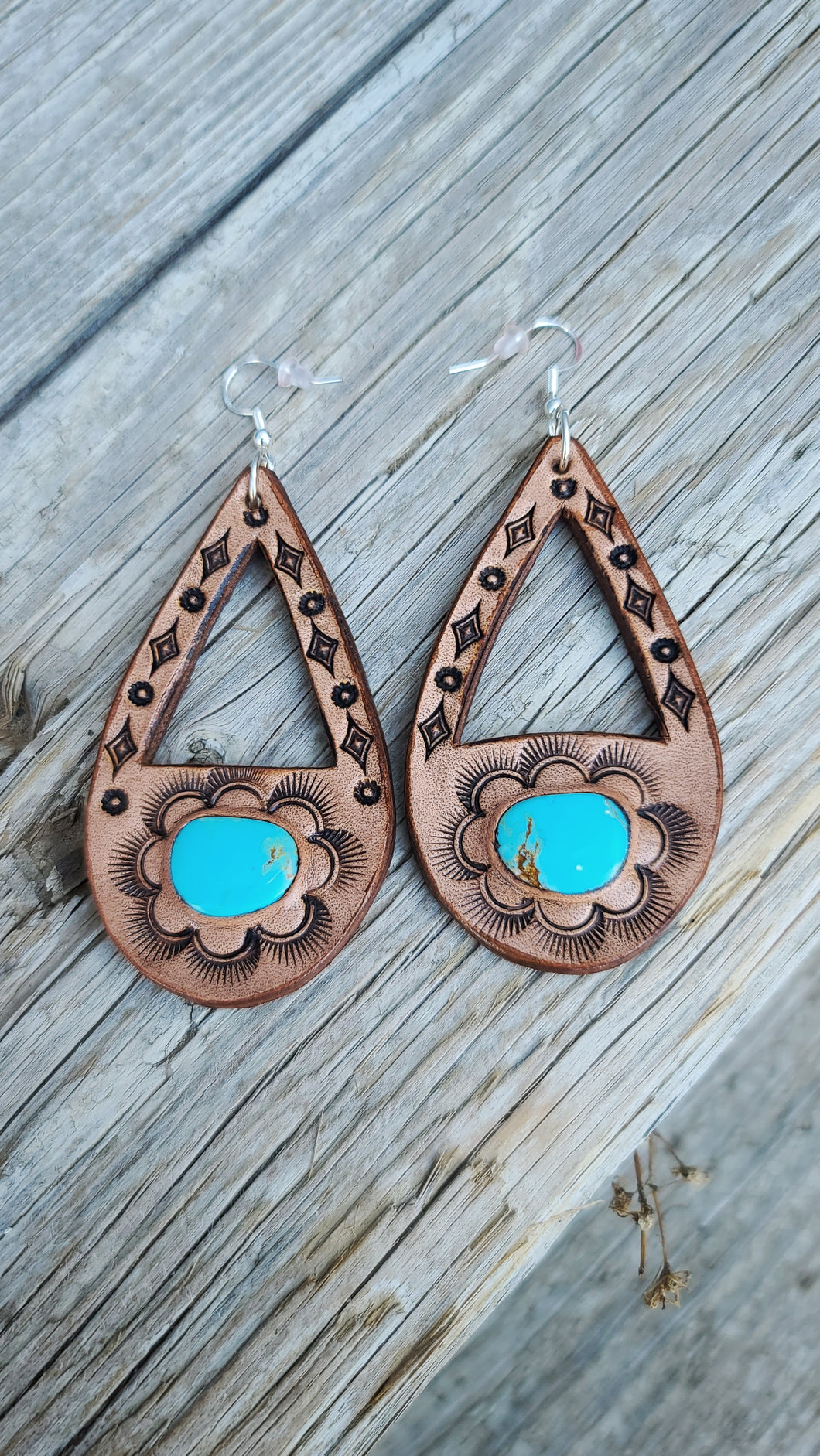 The Abby leather and turquoise earrings