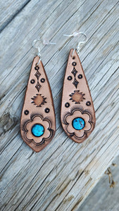 The Jolene leather and turquoise earrings