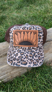 Tooled leather patch hat